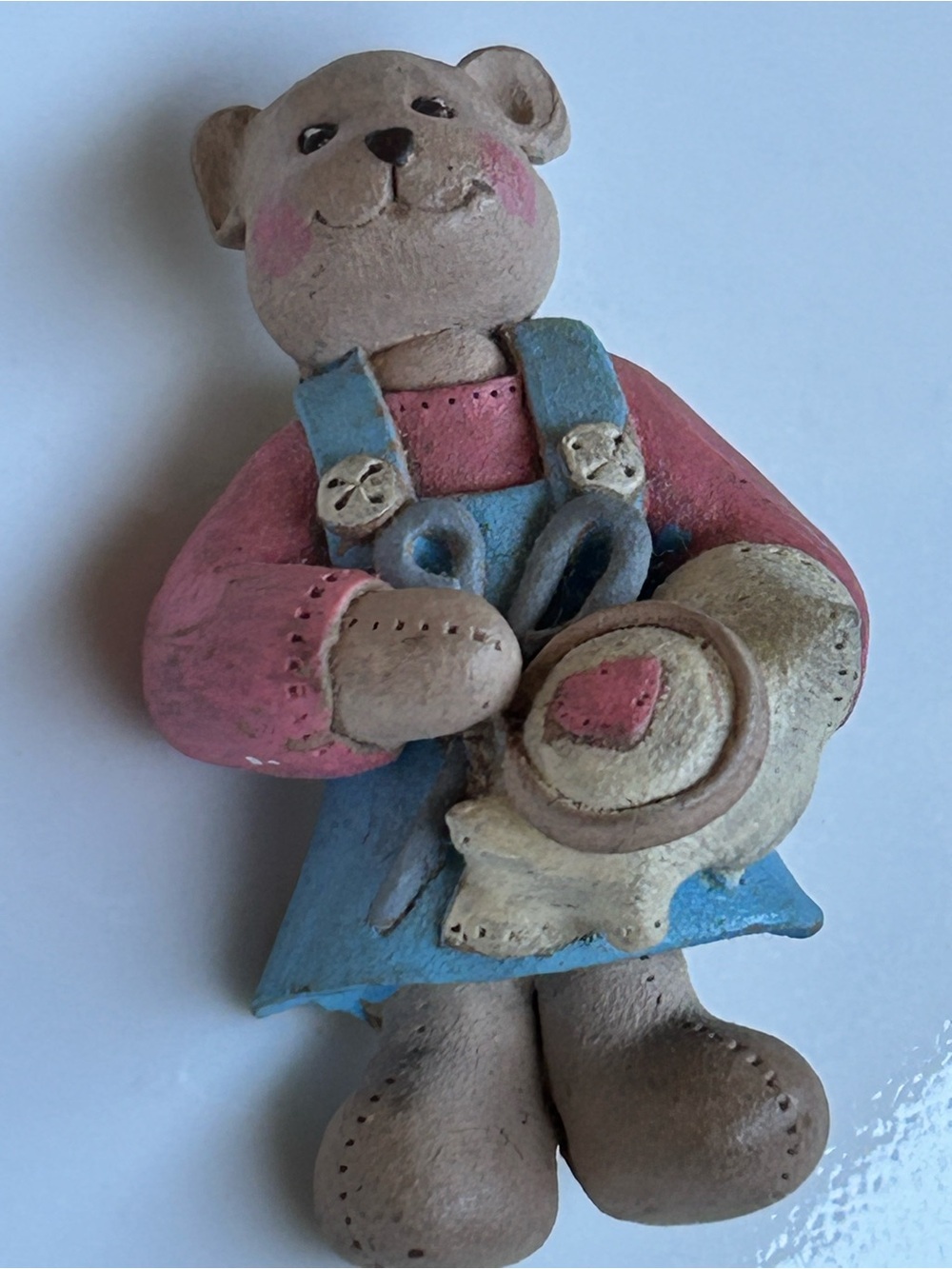 Handcrafted Bear Figurine Broovh sewing pin Country cottage core
